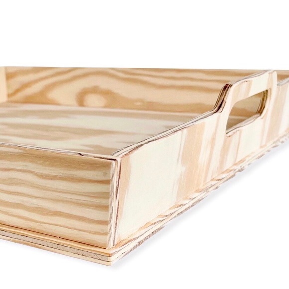 DIY Handmade Tray Pinewood Rustic Unfinished Handles Square Made in USA - Picture 4 of 13